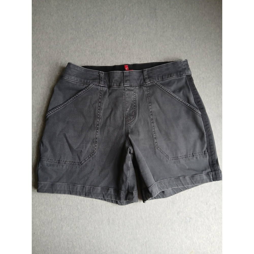 Spanx Shorts Medium Stretch Twill Pull On Slimming Tummy Control Grey